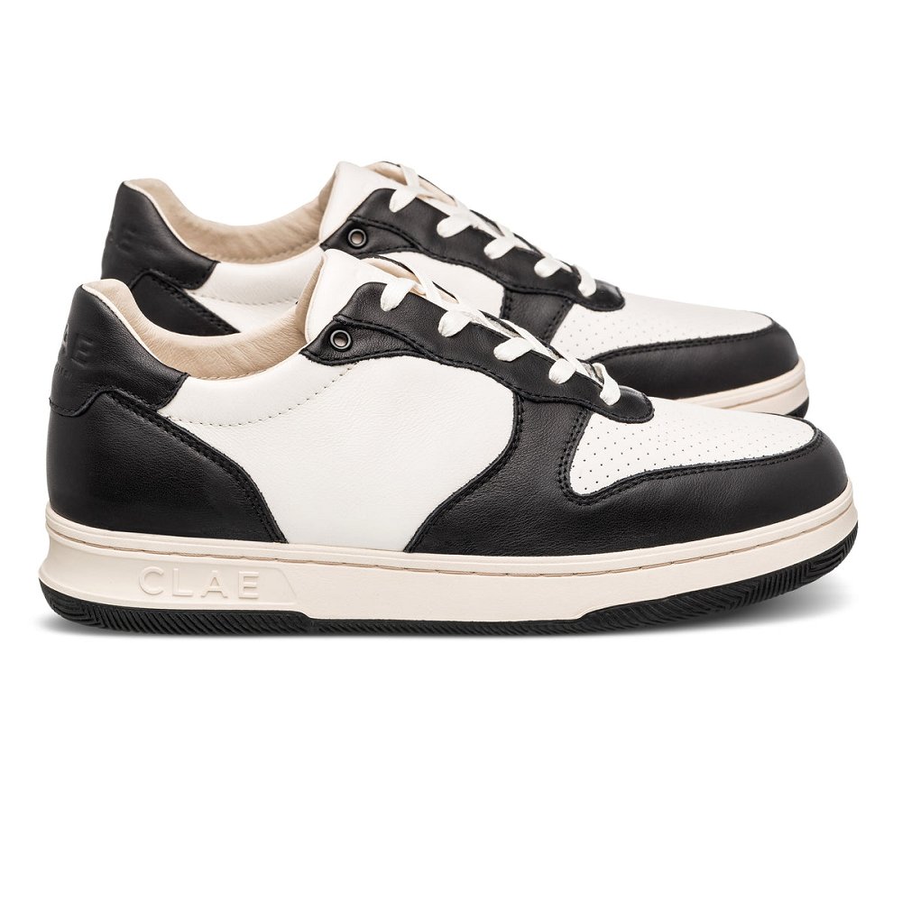 CLAE MALONE Shoes Mens USA849-G25 In Black Leather Off White